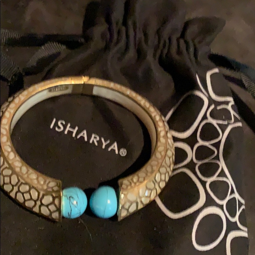 Isharya Temple Muse Turquoise Gold Flakes Cuff